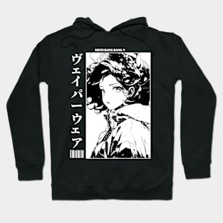 Black and White Japanese Anime and Manga Streetwear Geisha Girl Hoodie